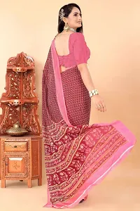 Stylish Pink Georgette Saree With Blouse Piece For Women-thumb1