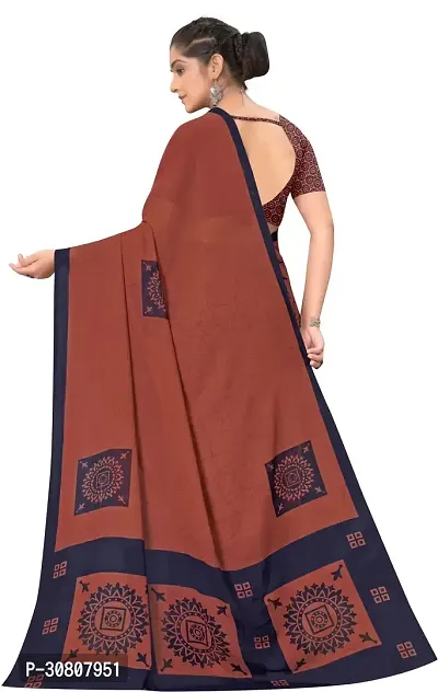 Stylish Brown Georgette Saree With Blouse Piece For Women-thumb2