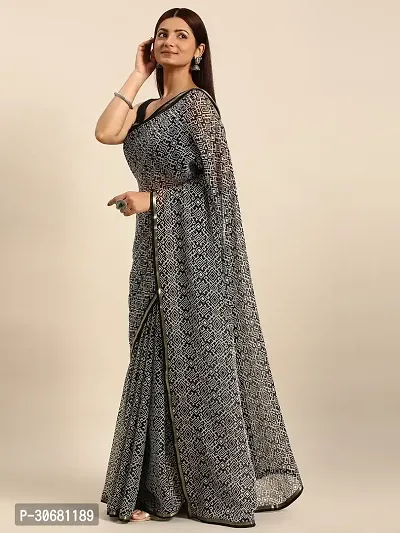 Stylish Grey Chiffon Saree With Blouse Piece For Women-thumb4