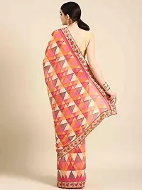 Stylish Pink Georgette Saree With Blouse Piece For Women-thumb1