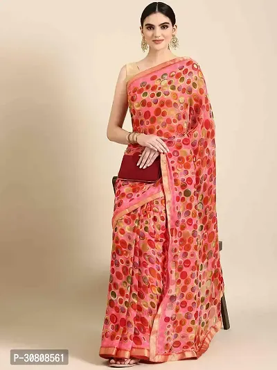 Stylish Pink Georgette Saree With Blouse Piece For Women-thumb0