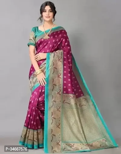 Stylish Purple Art Silk Printed Saree with Blouse Piece For Women