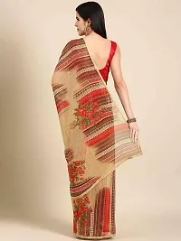 Stylish Beige Georgette Saree With Blouse Piece For Women-thumb1