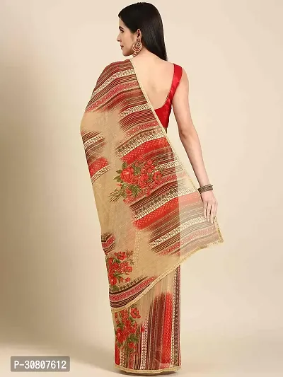 Stylish Beige Georgette Saree With Blouse Piece For Women-thumb2