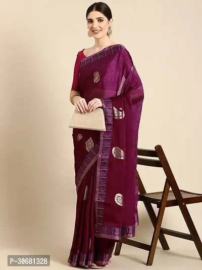 Stylish Purple Chiffon Saree With Blouse Piece For Women-thumb0