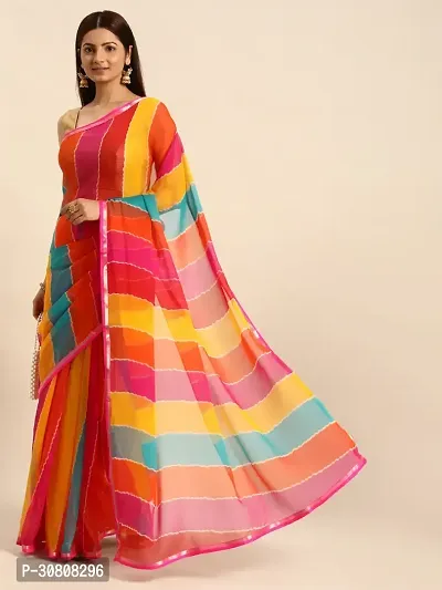 Stylish Multicoloured Chiffon Saree With Blouse Piece For Women-thumb4