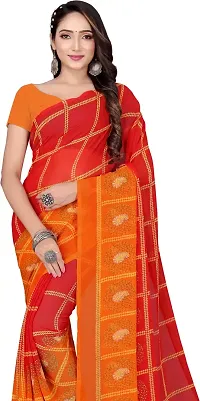 Stylish Orange Georgette Saree With Blouse Piece For Women-thumb2