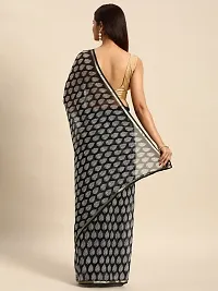 Stylish Black Chiffon Saree With Blouse Piece For Women-thumb1