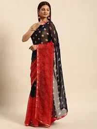 Stylish Black Chiffon Saree With Blouse Piece For Women-thumb1