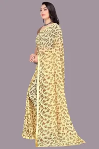 Stylish Beige Chiffon Saree With Blouse Piece For Women-thumb2