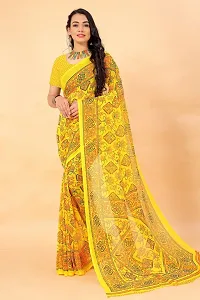 Stylish Yellow Georgette Saree Without Blouse Piece For Women-thumb3