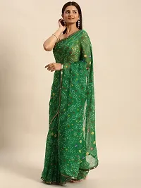 Stylish Green Chiffon Saree With Blouse Piece For Women-thumb3