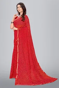 Stylish Red Chiffon Saree With Blouse Piece For Women-thumb3