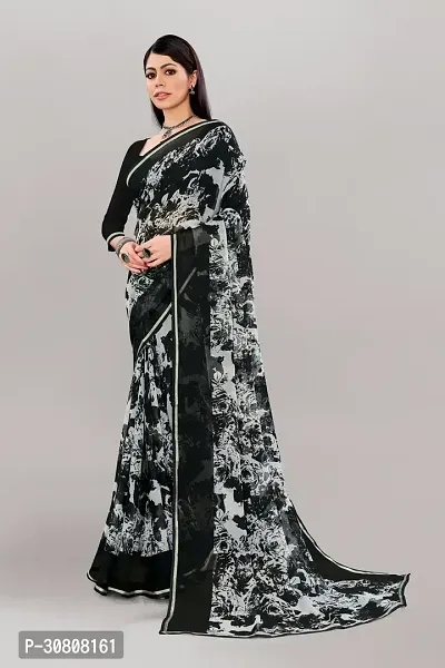 Stylish Grey Georgette Saree With Blouse Piece For Women-thumb3