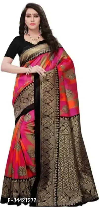 Beautiful Art Silk Printed Women Saree with Blouse Piece-thumb0