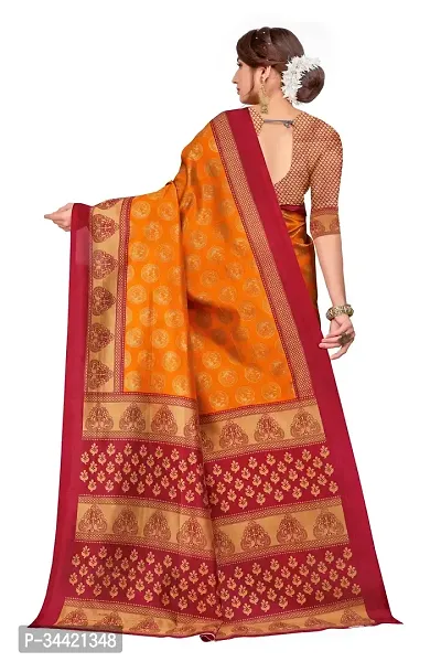 Beautiful Art Silk Printed Women Saree with Blouse Piece-thumb4