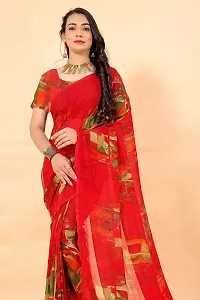 Stylish Red Georgette Saree Without Blouse Piece For Women-thumb3