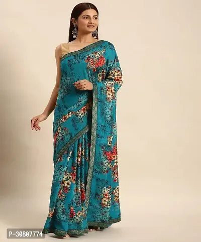 Stylish Blue Chiffon Saree With Blouse Piece For Women