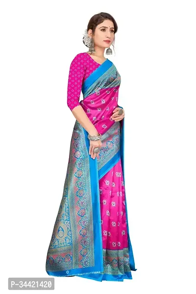 Beautiful Art Silk Printed Women Saree with Blouse Piece-thumb3