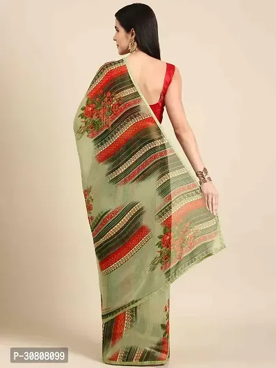 Stylish Green Georgette Saree With Blouse Piece For Women-thumb2