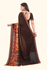 Stylish Brown Georgette Saree With Blouse Piece For Women-thumb2