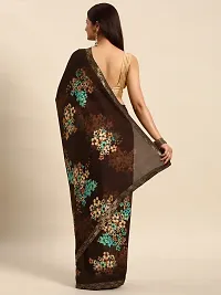 Stylish Brown Chiffon Saree With Blouse Piece For Women-thumb1