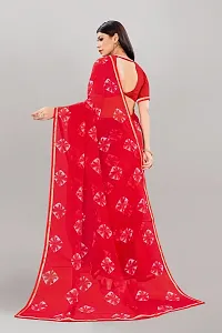 Stylish Red Georgette Saree With Blouse Piece For Women-thumb1