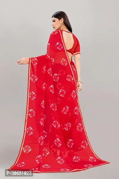 Stylish Red Georgette Saree With Blouse Piece For Women-thumb2