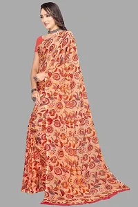 Stylish Peach Chiffon Saree With Blouse Piece For Women-thumb2