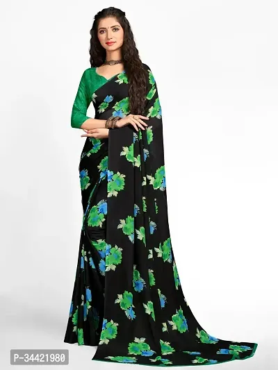 Beautiful Georgette Printed Women Saree with Blouse Piece-thumb0