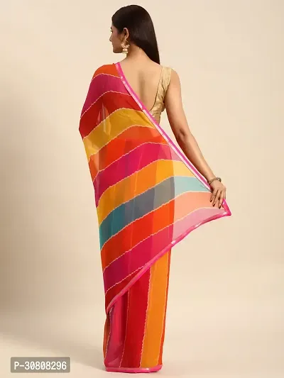 Stylish Multicoloured Chiffon Saree With Blouse Piece For Women-thumb2