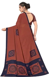 Stylish Brown Georgette Saree With Blouse Piece For Women-thumb1