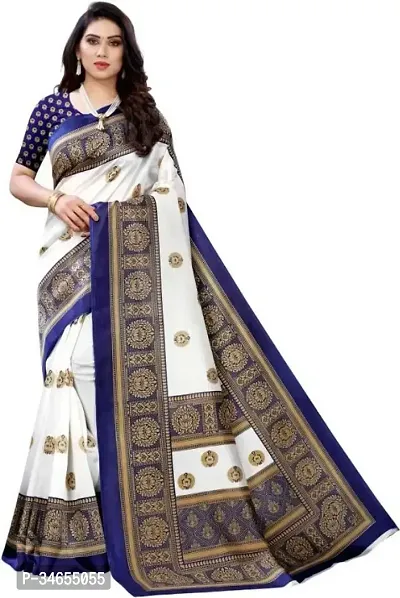 Elegant Multicoloured Art Silk Printed Saree With Blouse Piece For Women