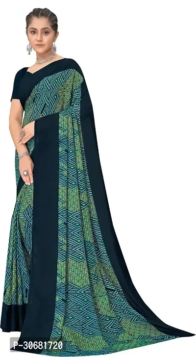 Stylish Green Georgette Saree With Blouse Piece For Women-thumb3