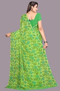 Stylish Green Chiffon Saree With Blouse Piece For Women-thumb1