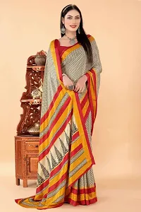 Stylish Beige Pure Silk Saree With Blouse Piece For Women-thumb1