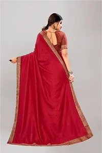 Stylish Maroon Silk Blend Saree With Blouse Piece For Women-thumb1