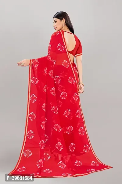 Stylish Red Georgette Saree With Blouse Piece For Women-thumb2