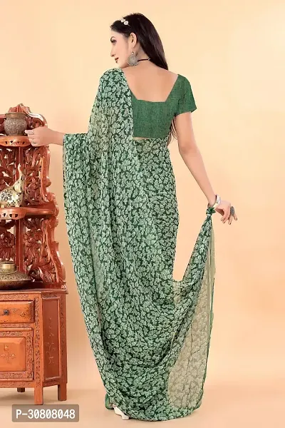 Stylish Green Georgette Saree With Blouse Piece For Women-thumb3