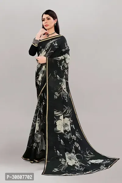 Stylish Black Georgette Saree With Blouse Piece For Women-thumb3