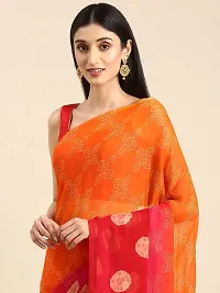 Stylish Orange Chiffon Saree With Blouse Piece For Women-thumb2