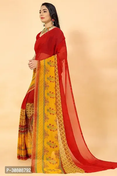 Stylish Yellow Georgette Saree Without Blouse Piece For Women-thumb4