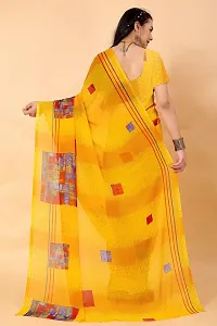 Stylish Yellow Georgette Saree Without Blouse Piece For Women-thumb1