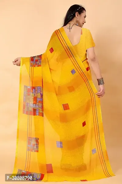 Stylish Yellow Georgette Saree Without Blouse Piece For Women-thumb2