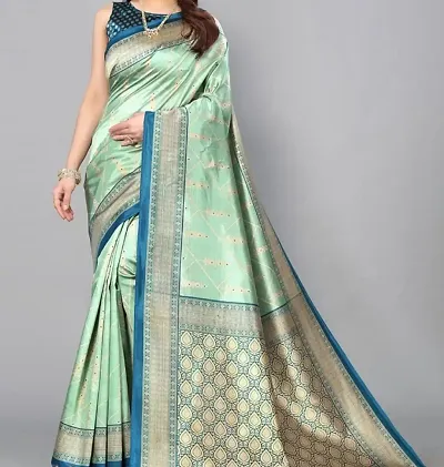 MISHRI COLLECTION Pure Fabric Color Striped with Floral Digital Saree with Unstitched Blouse Piece