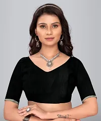 Stylish Black Chiffon Saree With Blouse Piece For Women-thumb4