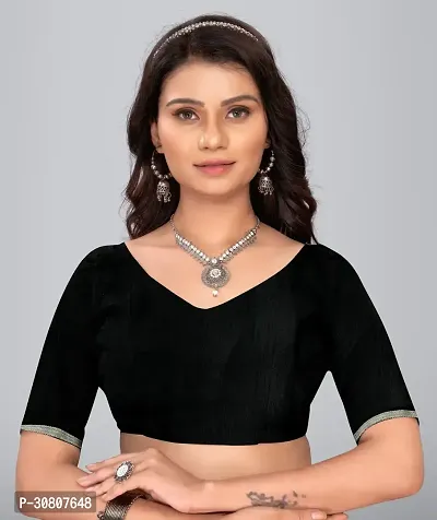 Stylish Black Chiffon Saree With Blouse Piece For Women-thumb5