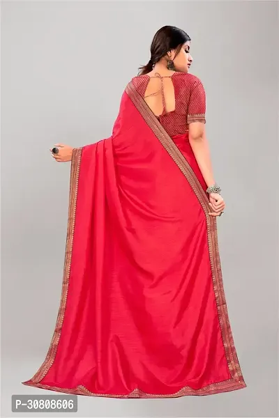 Stylish Pink Silk Blend Saree With Blouse Piece For Women-thumb2