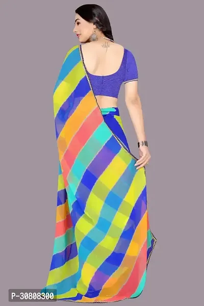 Stylish Multicoloured Chiffon Saree With Blouse Piece For Women-thumb2