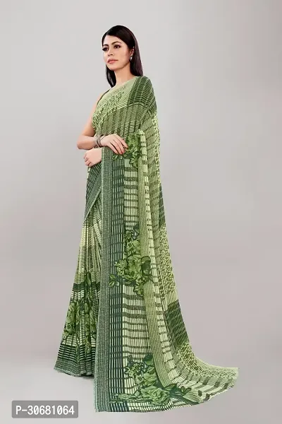 Stylish Green Georgette Saree With Blouse Piece For Women-thumb3